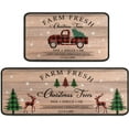 thumbnail image 1 of Christmas Kitchen Rugs and Mats 2 Pieces, Red Truck Snowflake Tree Buffalo Plaid Bathroom Rug Non Slip Cushioned Mat Runner Rug Doormat for Christmas Farmhouse Kitchen Decor,17x30+17x47inch, 1 of 6
