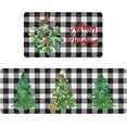thumbnail image 1 of Christmas Kitchen Rugs and Mats Set of 2,Buffalo Plaid Merry Christmas Tree Holly Kitchen Mat,Xmas Winter Holiday Non Slip Low-Profile Sink Mat Decorations for Home Kitchen 18x48+18x30 Inches, 1 of 6