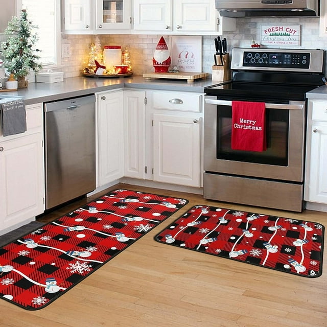 Christmas Kitchen Rugs and Mats Set of 2, Christmas Snowman Winter New ...