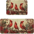 thumbnail image 1 of Christmas Kitchen Rugs Set of 2 (17x30+17x47) 2 Piece Red Merry Christmas Non-Slip Backing Kitchen Mats Water Resistant 2PCs Vintage Birds Kitchen Rugs, 1 of 5
