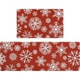 thumbnail image 1 of Christmas Kitchen Rugs Set of 2 Anti-Fatigue Kitchen Mats Cushioned Red Christmas Kitchen Rugs White Snow Farmhouse Kitchen Mats and Rugs for Xmas 17x27.5+17x47, Snowflakes, 1 of 6