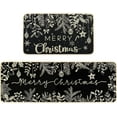 thumbnail image 1 of Christmas Kitchen Rugs Set of 2 Black Xmas Kitchen Mats for Winter Floor Decor Holly Pine Branches Leaves Merry Christmas Kitchen Rugs for Kitchen Farmhouse Bedroom Decorations, 1 of 6
