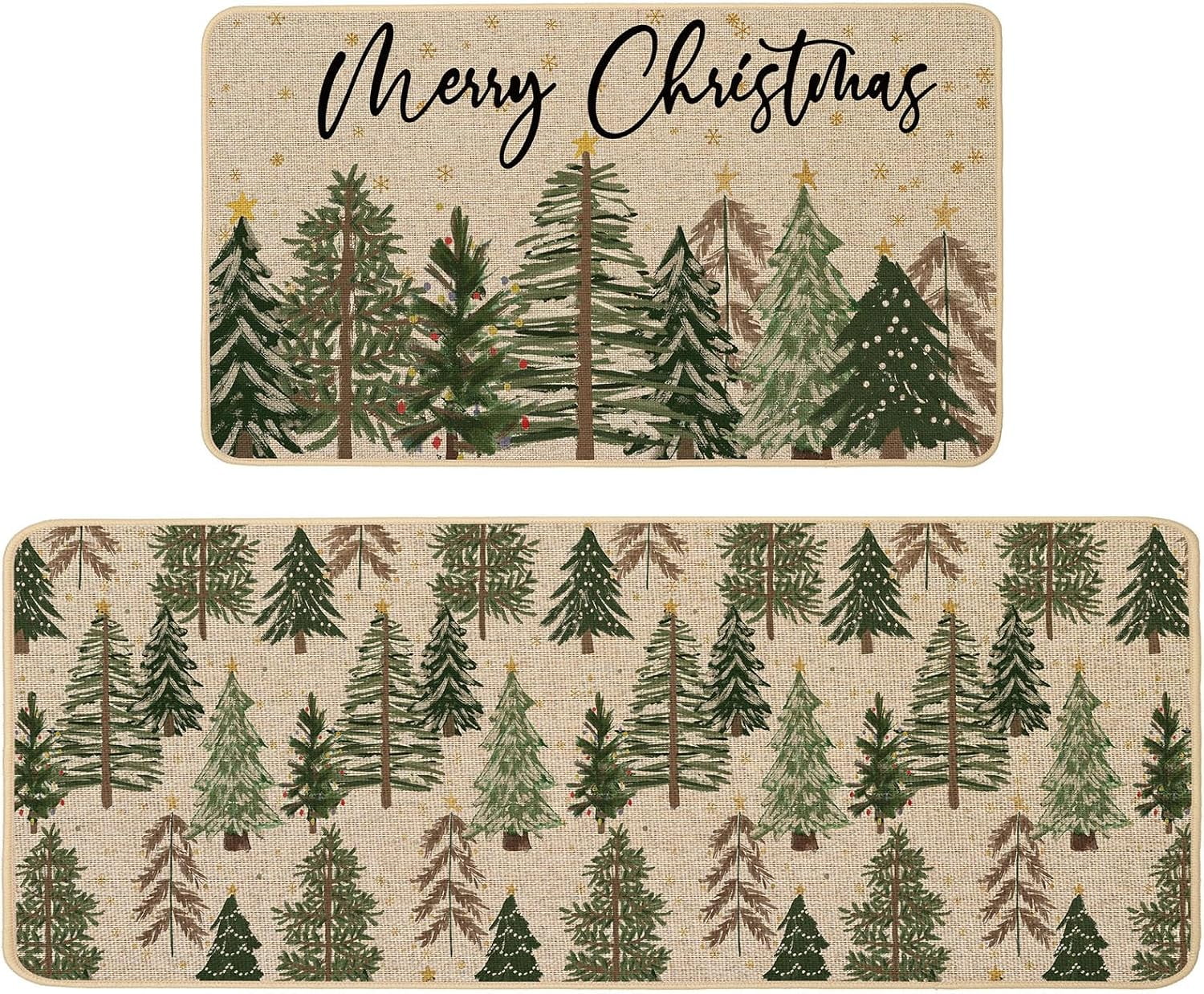 Baccessor Christmas Kitchen Rugs Set Of 2, Christmas Trees
