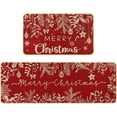 thumbnail image 1 of Christmas Kitchen Rugs Set of 2 Merry Christmas Kitchen Mats for Floor Winter Decor Holly Pine Branches Leaves Red Kitchen Rugs for Xmas Kitchen Bedroom Farmhouse Decorations, 1 of 6