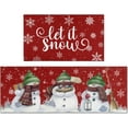 thumbnail image 1 of Christmas Kitchen Rugs Set of Two Snowman Waterproof Non Slip Kitchen Mats Red Snowflake Snow Durable Kitchen Floor Rugs Ideal for Home Decor 47" x 17"+30" x 17", 1 of 6