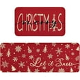 thumbnail image 1 of Christmas Kitchen Rugs Sets of 2 Piece, Red Merry Christmas Kitchen Mats for Floor, Xmas Trees Snowflake Mat, Non-Slip Washable Rug for Home, Winter Holiday Decor Rug 17x29 and 17x47 Inch, 1 of 8