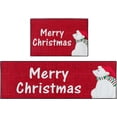 thumbnail image 1 of Christmas Kitchen Rugs and Mats Non Skid Washable Set of 2, Cute Santa Bear Kitchen Floor Mats, Xmas Red Kitchen Runner Rug, Winter Kitchen Decor, 1 of 6