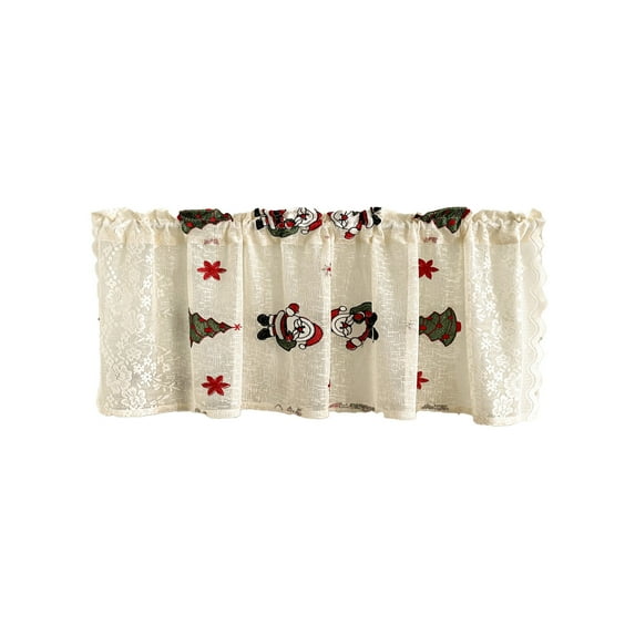 Christmas Kitchen Tier Curtains, Embroidered Cafe Tiers, Light Filtering for Small Windows, Door & Sink Areas, 17.72x55.12in