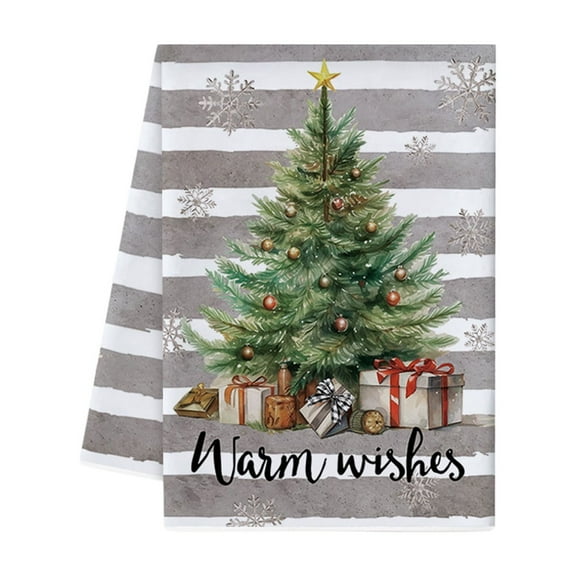 Christmas Kitchen Towel 17.7×25.9in – Hanging Microfiber Hand Towel with Christmas Tree Print for Kitchen, Bathroom, Tea Bar & Holiday Décor