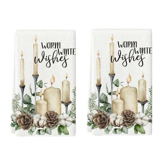 Christmas Kitchen Towel, Red Plaid Dish Drying Cloth for Hand Wiping, Absorbent Polyester Dishwasher Towel for Baking Cooking(B)