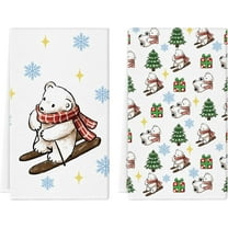 Christmas Kitchen Towels Polar Bear 18 x 26 Inch Set of 2 Dish Towels Hand Towels for Winter Holiday Home Indoor Bathroom Party Dining Decor Gifts