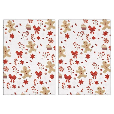 Christmas Kitchen Towels Set of 2-Tree & Plaid & Snowflakes Leaf Printed Tea Towels(18x26 inch)-Absorbent Cotton Home Decor for Christmas,Housewarming Gifts.