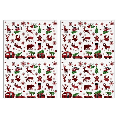 Christmas Kitchen Towels Set of 2-Tree & Plaid & Snowflakes Leaf Printed Tea Towels(18x26 inch)-Absorbent Cotton Home Decor for Christmas,Housewarming Gifts.