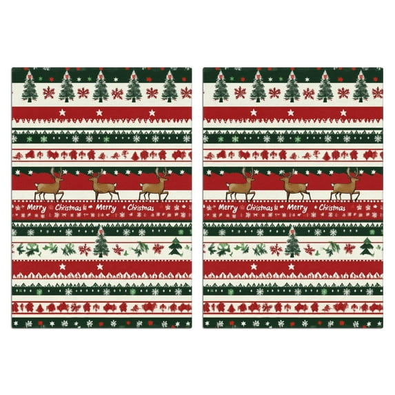 Christmas Kitchen Towels Set of 2-Tree & Plaid & Snowflakes Leaf Printed Tea Towels(18x26 inch)-Absorbent Cotton Home Decor for Christmas,Housewarming Gifts.