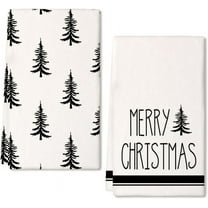 Christmas Kitchen Towels Set of 2,Black Xmas Tree Dish Towels 18x26 Inch,Hoilday Farmhouse Home Decoration AD101