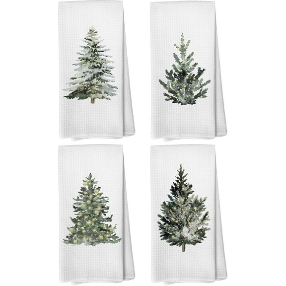 Christmas Kitchen Towels,Winter Kitchen Towels,Christmas Tree Decor,Christmas Tree Hand Towels for Bathroom Kitchen,Christmas Dish Towels,Christmas Kitchen Bathroom Decor,18x26 In Set of 4