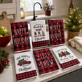 thumbnail image 1 of Christmas Kitchen Towels with Farmhouse Buffalo Plaid Design, Set of 6, Red and Black Holiday Prints, for Dish Drying and Home Decor, Tea Towels, 1 of 5