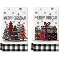 thumbnail image 1 of Christmas Kitchen Towels with Xmas Tree and Snowflake Pattern, Towels Set of 2, 15.7x23.6 Inch Decorative Cleaning Cloths, 1 of 6