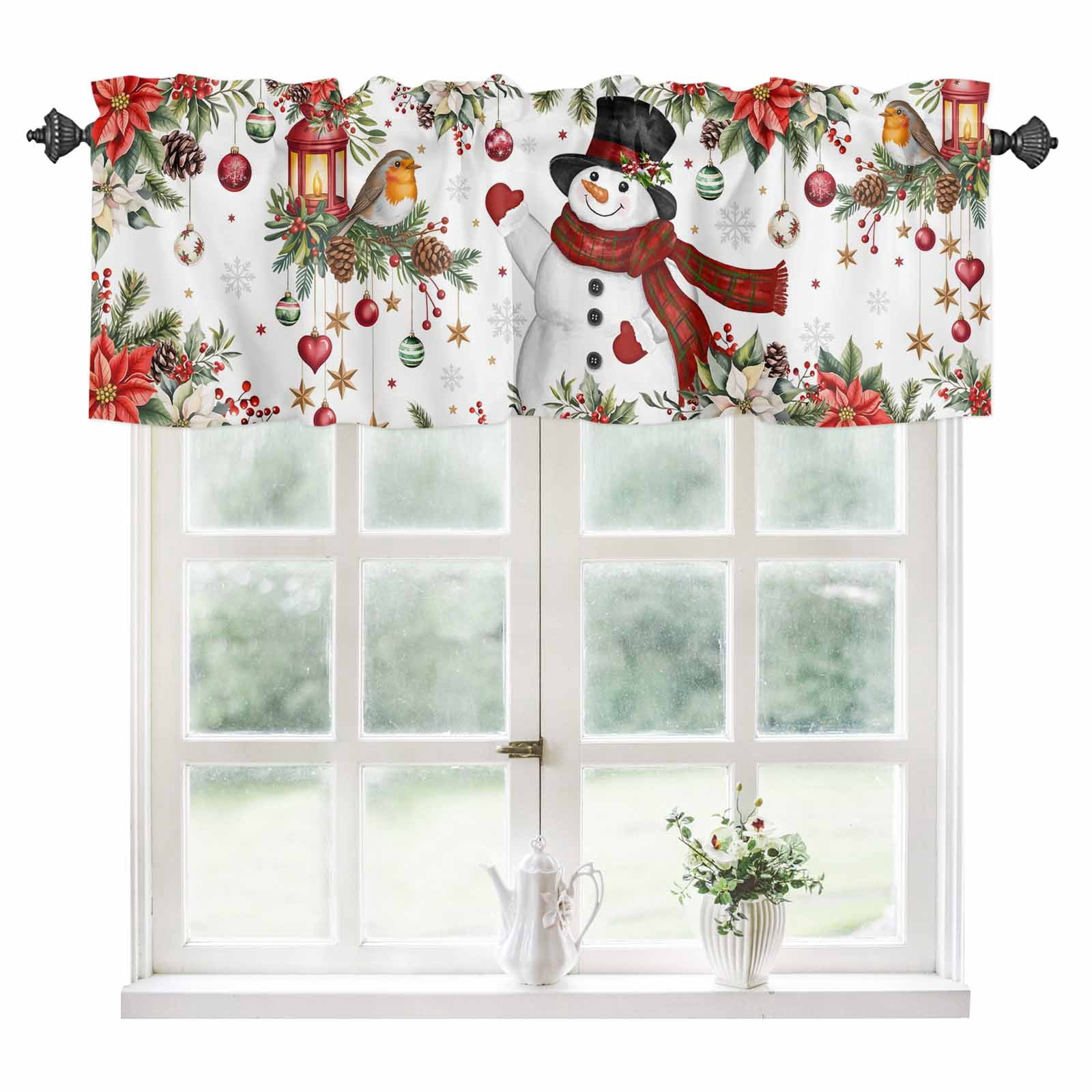 Christmas Kitchen Valances for Windows 42x12 Inch Kitchen Curtains