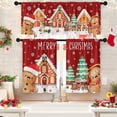 thumbnail image 1 of Christmas Kitchen Window Curtains and Valances Set 36 Inch, Gingerbread Man Merry Christmas Short Tier Curtain for Cafe Living Room Bathroom, Xmas Red 3 Pieces Set Kitchen Decor, 1 of 7