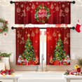 thumbnail image 1 of Christmas Kitchen Window Curtains and Valances Set 36 Inch, Wreath Xmas Tree Snowflakes Holiday Short Tier Curtain for Cafe Living Room Bathroom, Xmas Red 3 Pieces Set Kitchen Decor, 1 of 7
