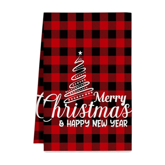 Christmas Kitchen towels, Microfiber Dish towels, Holiday Tree Print Hanging Hand towels for Bathroom and Kitchen, Soft, Quick-Drying, Decorative, Reusable
