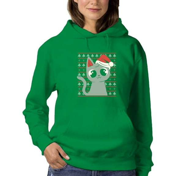 Christmas Kitten Hoodie Women -Smartprints Designs, Female x-Large