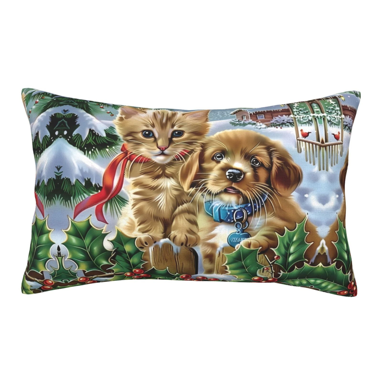 Christmas Kitten Puppy Toddler Pillowcases 14" x 20" Kids Pillowcases
