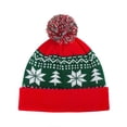 thumbnail image 1 of Christmas Knit Beanie Hat for Adults – Warm Winter Snowflake & Christmas Tree Pattern Cap with Pom Pom – Soft Cuffed Holiday Hat for Men & Women, 1 of 3