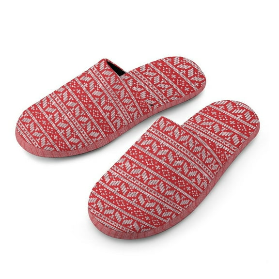 Christmas Knit House Slippers for Woman Men Warm Fannel Slipper Non-Slip TPR Slides Slippers 5.5-6