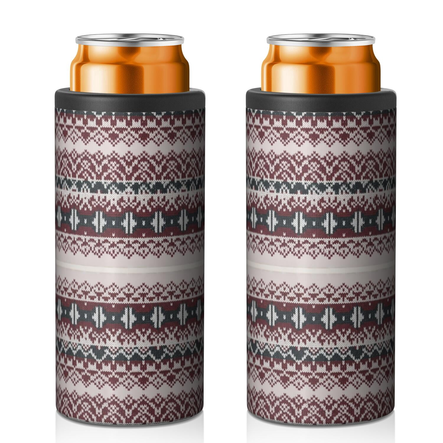 Christmas Knit Snowflake Stripe Pattern 12oz Can Cooler, Vacuum ...