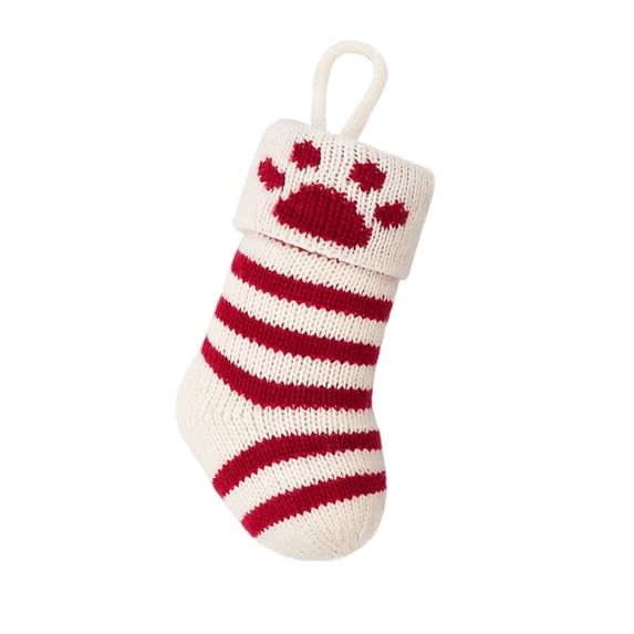 Christmas Knit Stocking Small Gift Bags for Pet Cats and Dogs, Holiday Candy Holder, Knitted Sock Decoration for Christmas Tree and Fireplace Hanging Decor