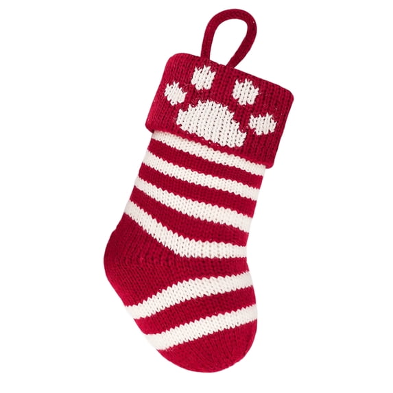 Christmas Knit Stocking Small Gift Bags for Pet Cats and Dogs, Holiday Candy Holder, Knitted Sock Decoration for Christmas Tree and Fireplace Hanging Decor