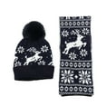 thumbnail image 1 of Christmas Knitted Beanie Scarf Set for Women 2 Piece Fuzzy Lined Plush Pom Skull Hat and Long Scarf Winter Thermal Sets, 1 of 6