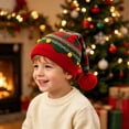 thumbnail image 1 of Christmas Knitted Beanies Hat for Kids, Christmas Santa Hat with Plush Ball Winter Warm Crochet Bearded Handmade Xmas Cap for Children, 1 of 6