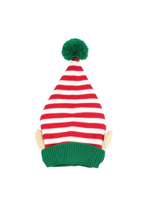 A Christmas Knitted Elfs Hat Winter Beanie With Puff Design Polyester Material For Men And Women Holiday Party And Cold Weather 8.1X16.1X0.4In Size 0.15Lb Weight