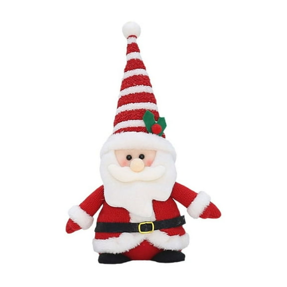 A Christmas Knitted Fabric Santa Claus Snowman Reindeer Penguin Figurines, Sitting Pose Holiday Decor, Set Of 4, Festive Tabletop Ornaments For Home & Party