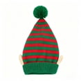 thumbnail image 1 of Christmas Knitted Hat with Puff Ball Unisex Striped Winter Hat for Men, Women Stretchy Santa Hat for Holiday Parties, Costume, Daily Wear Dark Green, 1 of 5