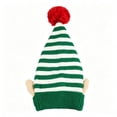 thumbnail image 1 of Christmas Knitted Hat with Puff Ball Unisex Striped Winter Hat for Men, Women Stretchy Santa Hat for Holiday Parties, Costume, Daily Wear Green, 1 of 6