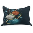 thumbnail image 1 of Christmas Knitted Quilt Pillowcover, Vivid Classical Baubles with Ribbons and Different Patterns Abstract, Standard King Size Pillow Cover for Bedroom, 30" x 20", Petrol Blue Grey Red, by Ambesonne, 1 of 2