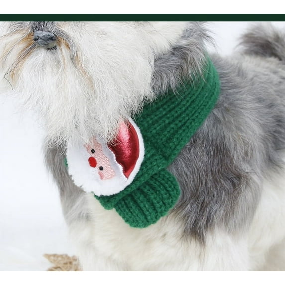 Christmas Knitted Scarf, Red Green Knit Scarves, Neck Warmer Bandana Xmas Holiday Winter Pet Puppy Dog Cat Costume