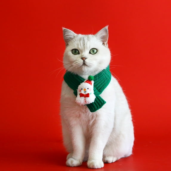 Christmas Knitted Scarf, Red Green Knit Scarves, Neck Warmer Bandana Xmas Holiday Winter Pet Puppy Dog Cat Costume