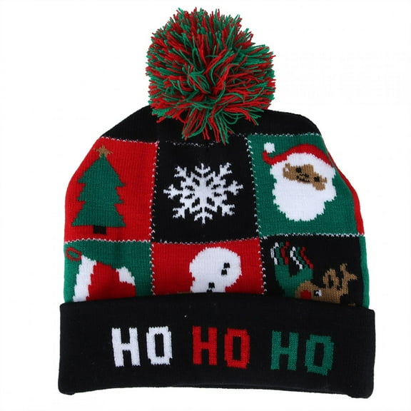 Christmas Knitted Soft Warm Winter Hat Light Hat for Children Adults Festivals Holiday Party