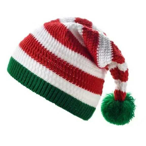 Christmas Knitted Windproof Hat Fluffy Pompom Decor Adult & Kids Christmas Hat for Xmas Holiday Carnival Party Hat
