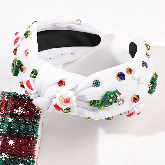 Christmas Knotted Headband Women Cute Cartoon Hairband Holiday Decoration Wide Turban Hair Accessories Festive Party Headwear