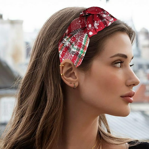 Christmas Knotted Headband Women Holiday Hair Accessories Turban Style Decoration Wide Fashionable Barrettes for Festive Occasions