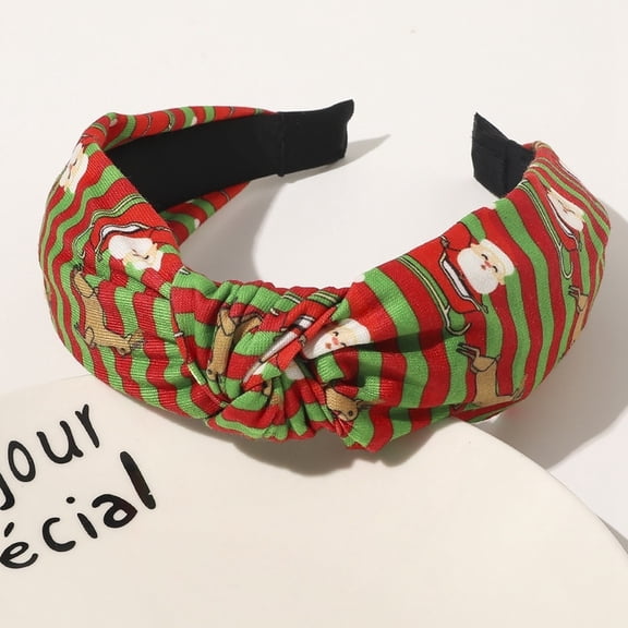 Christmas Knotted Headband for Women Holiday Wide Turban Hair Accessories Festive Hairband Seasonal Decorative Hair Piece