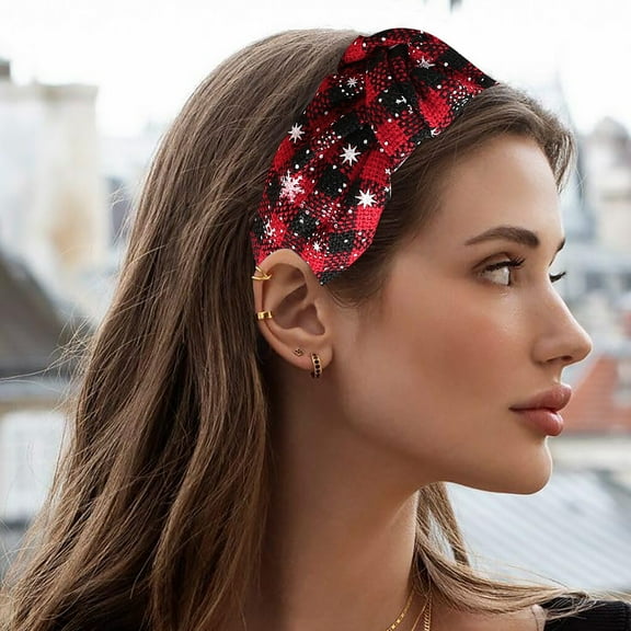 Christmas Knotted Turban Headband for Women Holiday Wide Hair Band Festive Seasonal Hair Accessory Decorative Headpiece