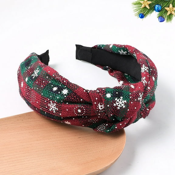 Christmas Knotted Turban Headband for Women Holiday Wide Hair Band Festive Seasonal Hair Accessory Decorative Headwear