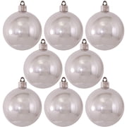 Christmas By Krebs 3 1/4" 80mm Shiny Looking Glass Silver [8 Pieces] Solid Commercial Grade Indoor and Outdoor Shatterproof Plastic, UV and Water Resistant Ball Ornament Decorations